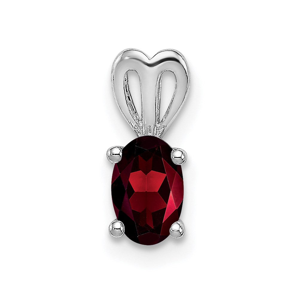 Sterling Silver Rhodium-plated Garnet Pendant QBPD20JAN