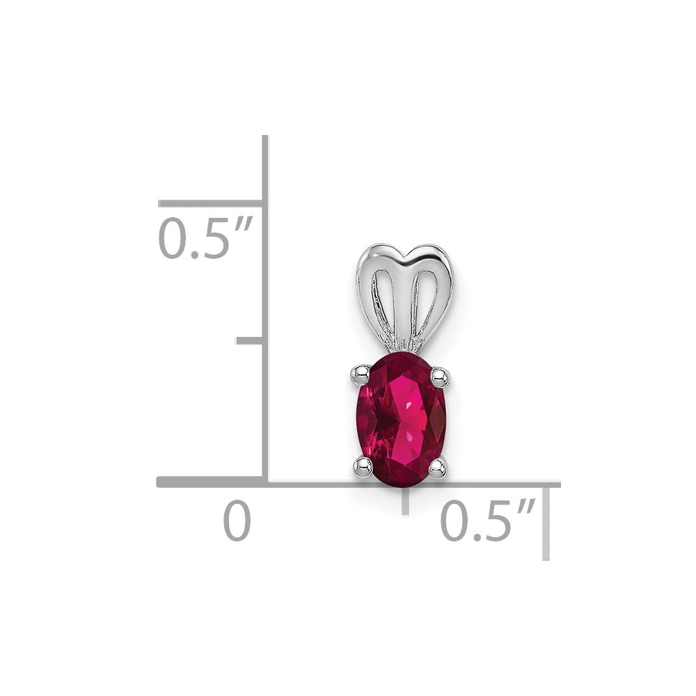 Sterling Silver Rhodium-plated Created Ruby Pendant QBPD20JUL