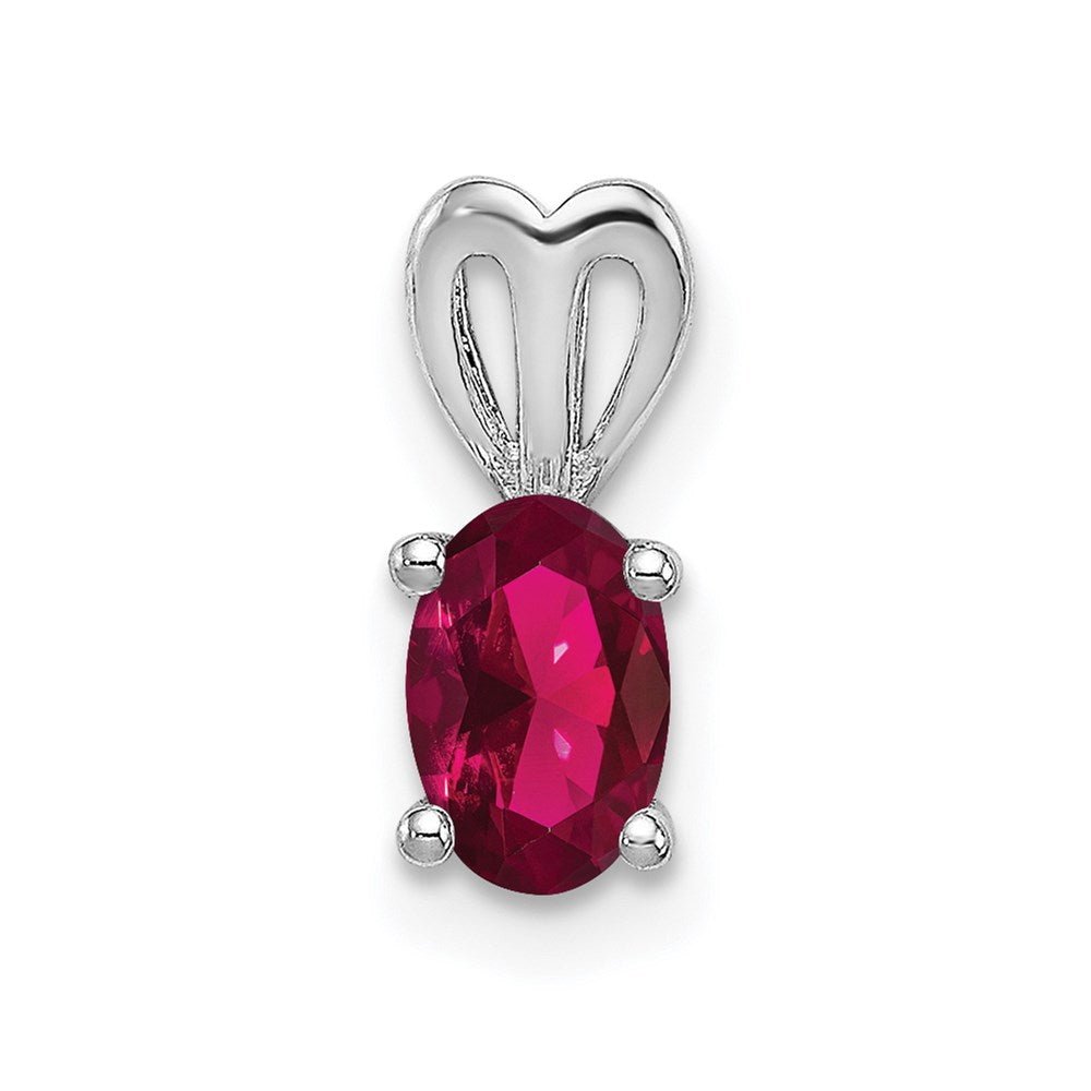 Sterling Silver Rhodium-plated Created Ruby Pendant QBPD20JUL