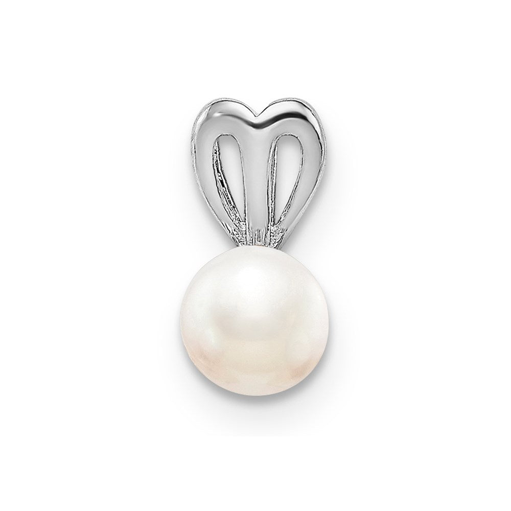 Sterling Silver Rhodium-plated FW Cultured Pearl Pendant QBPD20JUN