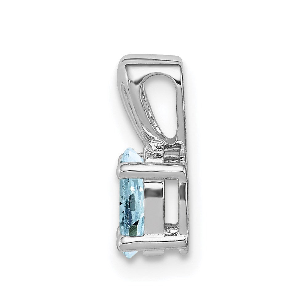 Sterling Silver Rhodium-plated Aquamarine Pendant QBPD20MAR