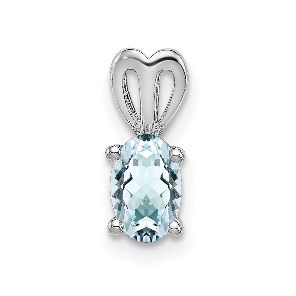 Sterling Silver Rhodium-plated Aquamarine Pendant QBPD20MAR