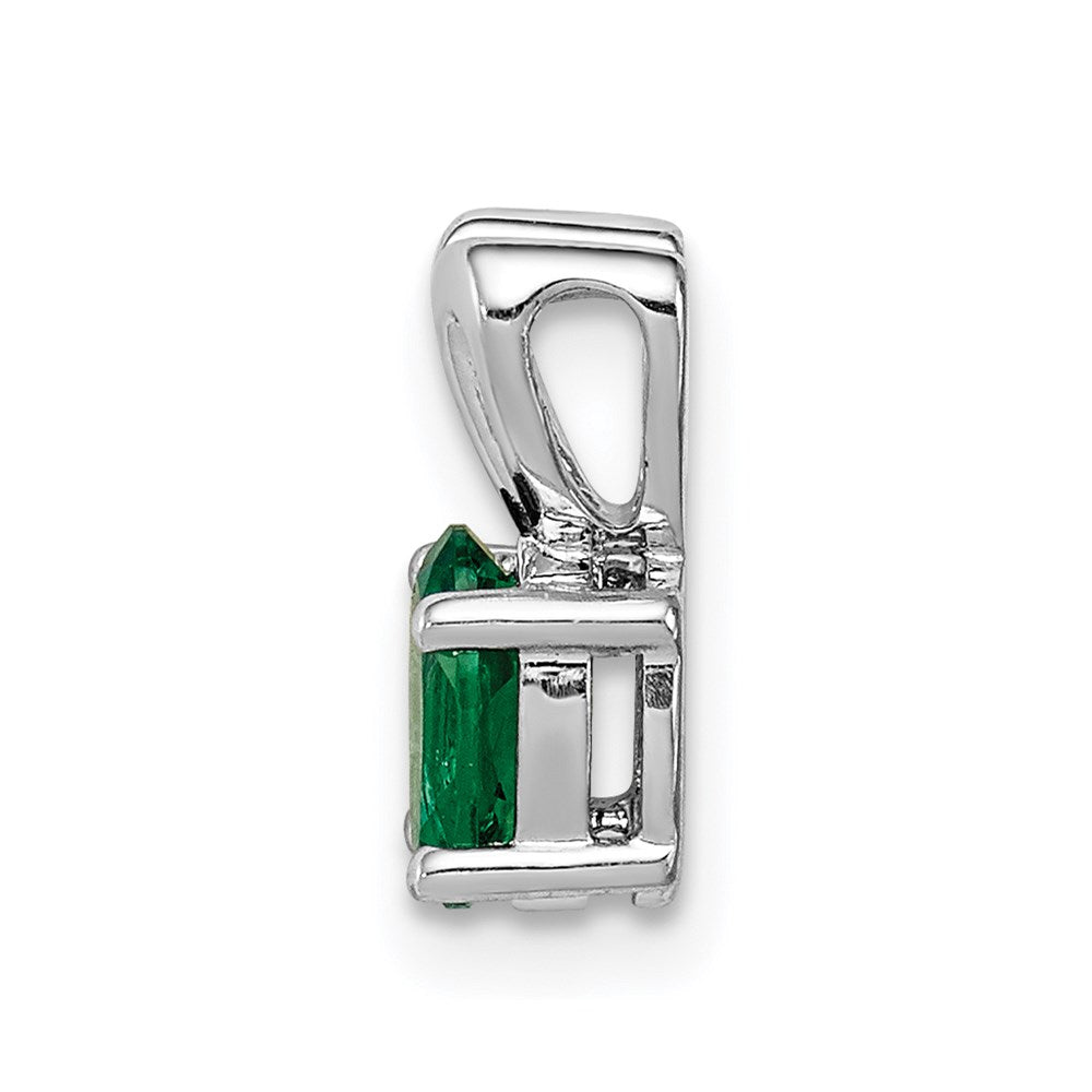 Sterling Silver Rhodium-plated Created Emerald Pendant QBPD20MAY