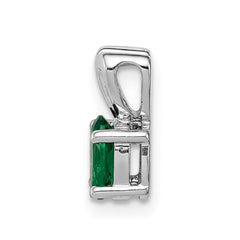 Sterling Silver Rhodium-plated Created Emerald Pendant QBPD20MAY