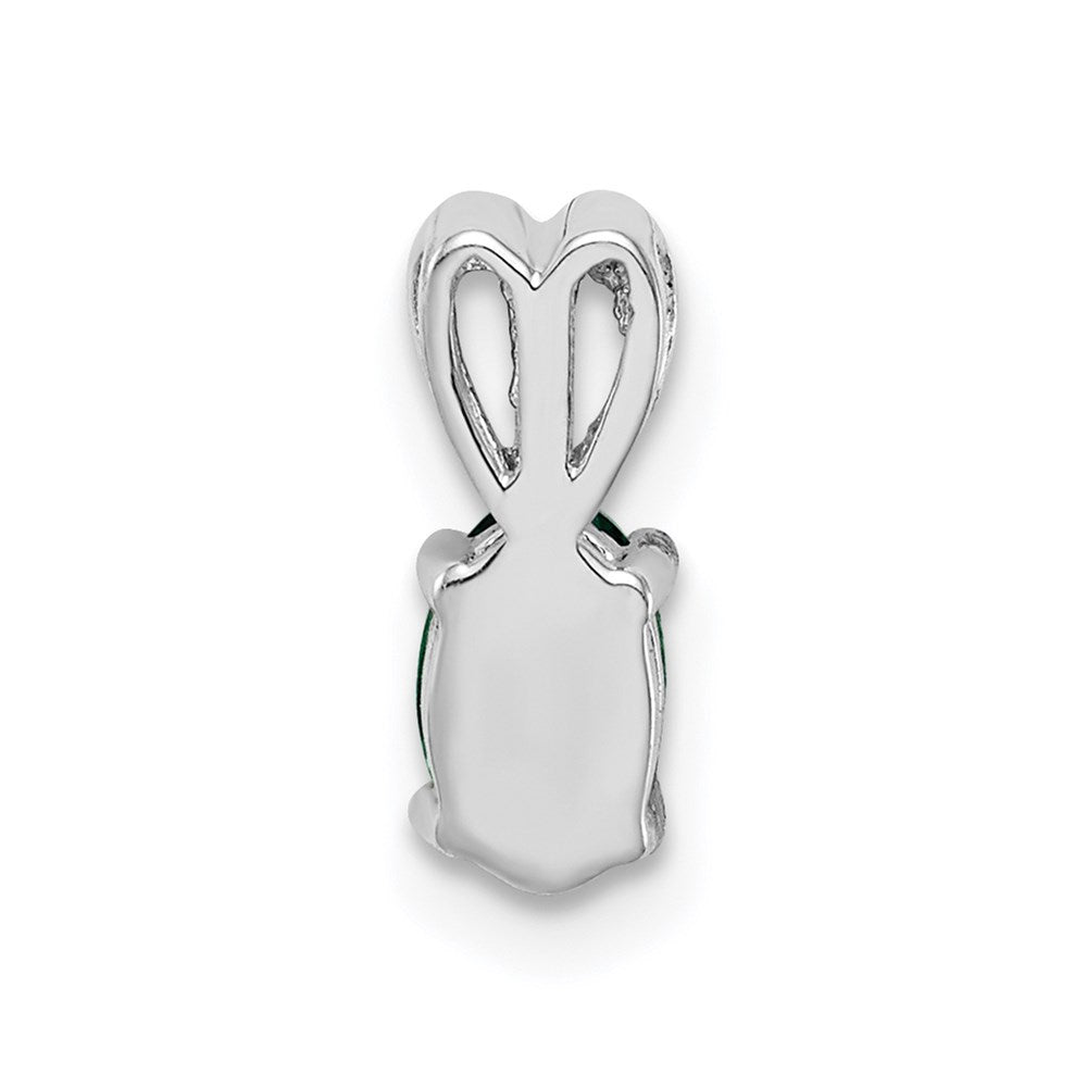 Sterling Silver Rhodium-plated Created Emerald Pendant QBPD20MAY