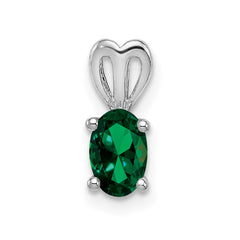 Sterling Silver Rhodium-plated Created Emerald Pendant QBPD20MAY