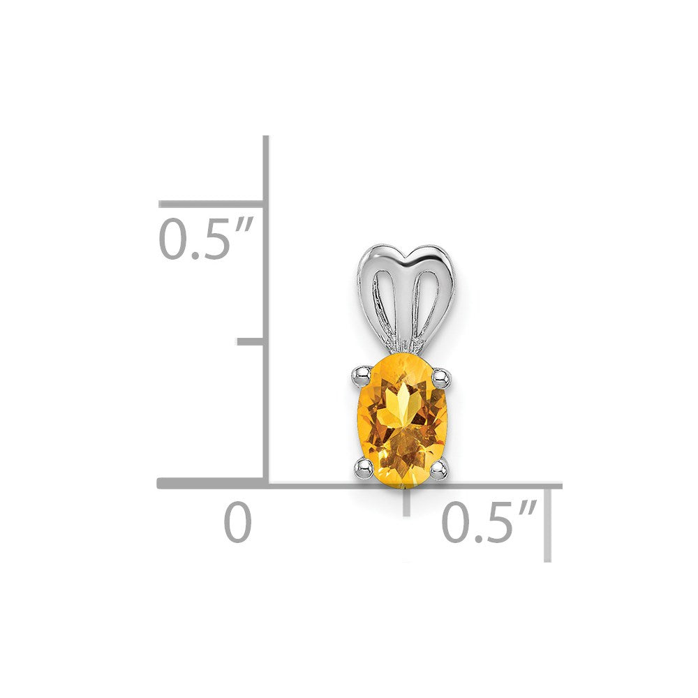 Sterling Silver Rhodium-plated Citrine Pendant QBPD20NOV