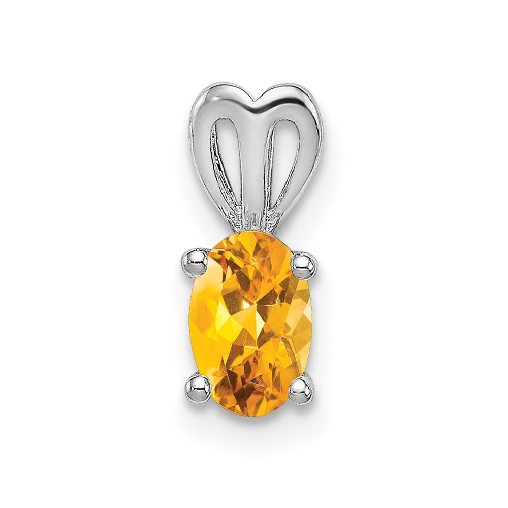 Sterling Silver Rhodium-plated Citrine Pendant QBPD20NOV