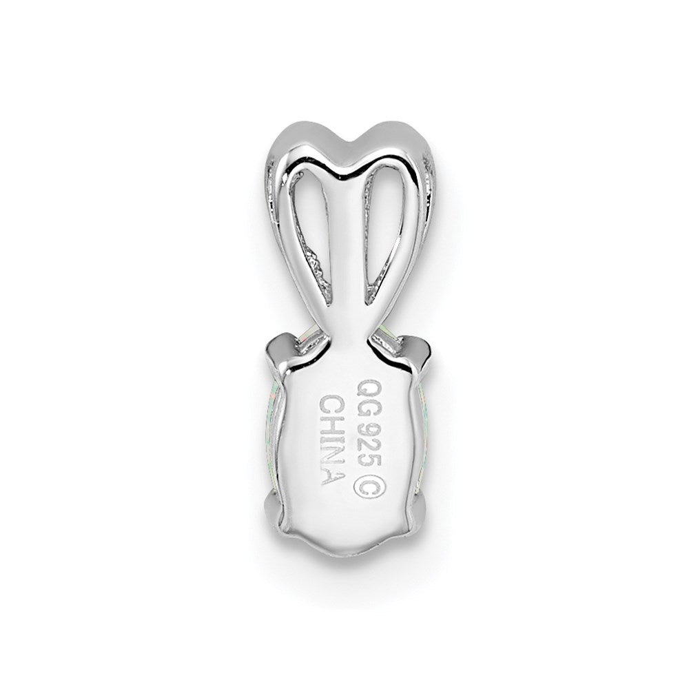 Sterling Silver Rhodium-plated Created Opal Pendant QBPD20OCT