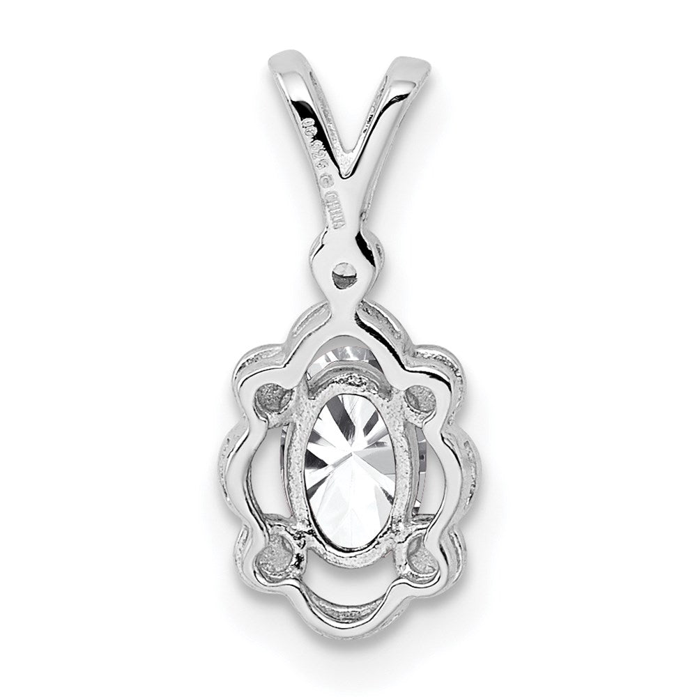 Sterling Silver Rhodium-plated White Topaz & Diam. Pendant QBPD21APR