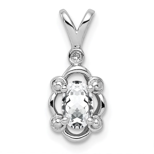 Sterling Silver Rhodium-plated White Topaz & Diam. Pendant QBPD21APR