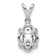 Sterling Silver Rhodium-plated White Topaz & Diam. Pendant QBPD21APR