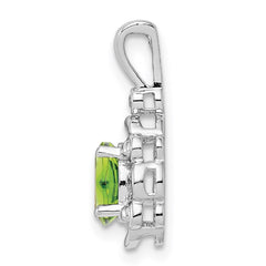 Sterling Silver Rhodium-plated Peridot & Diam. Pendant QBPD21AUG