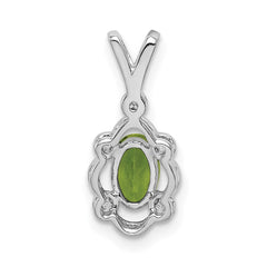 Sterling Silver Rhodium-plated Peridot & Diam. Pendant QBPD21AUG