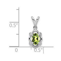 Sterling Silver Rhodium-plated Peridot & Diam. Pendant QBPD21AUG