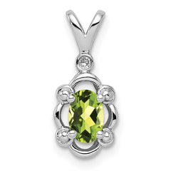 Sterling Silver Rhodium-plated Peridot & Diam. Pendant QBPD21AUG