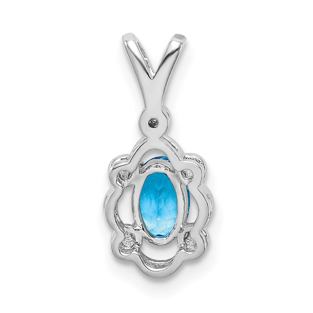 Sterling Silver Rhodium-plated Light Swiss Blue Topaz & Diam. Pendant QBPD21DEC