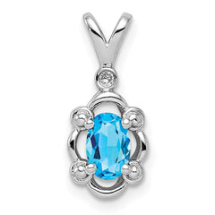 Sterling Silver Rhodium-plated Light Swiss Blue Topaz & Diam. Pendant QBPD21DEC