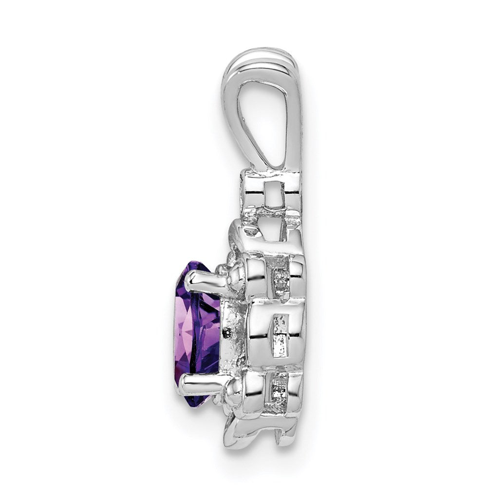 Sterling Silver Rhodium-plated Amethyst & Diam. Pendant QBPD21FEB