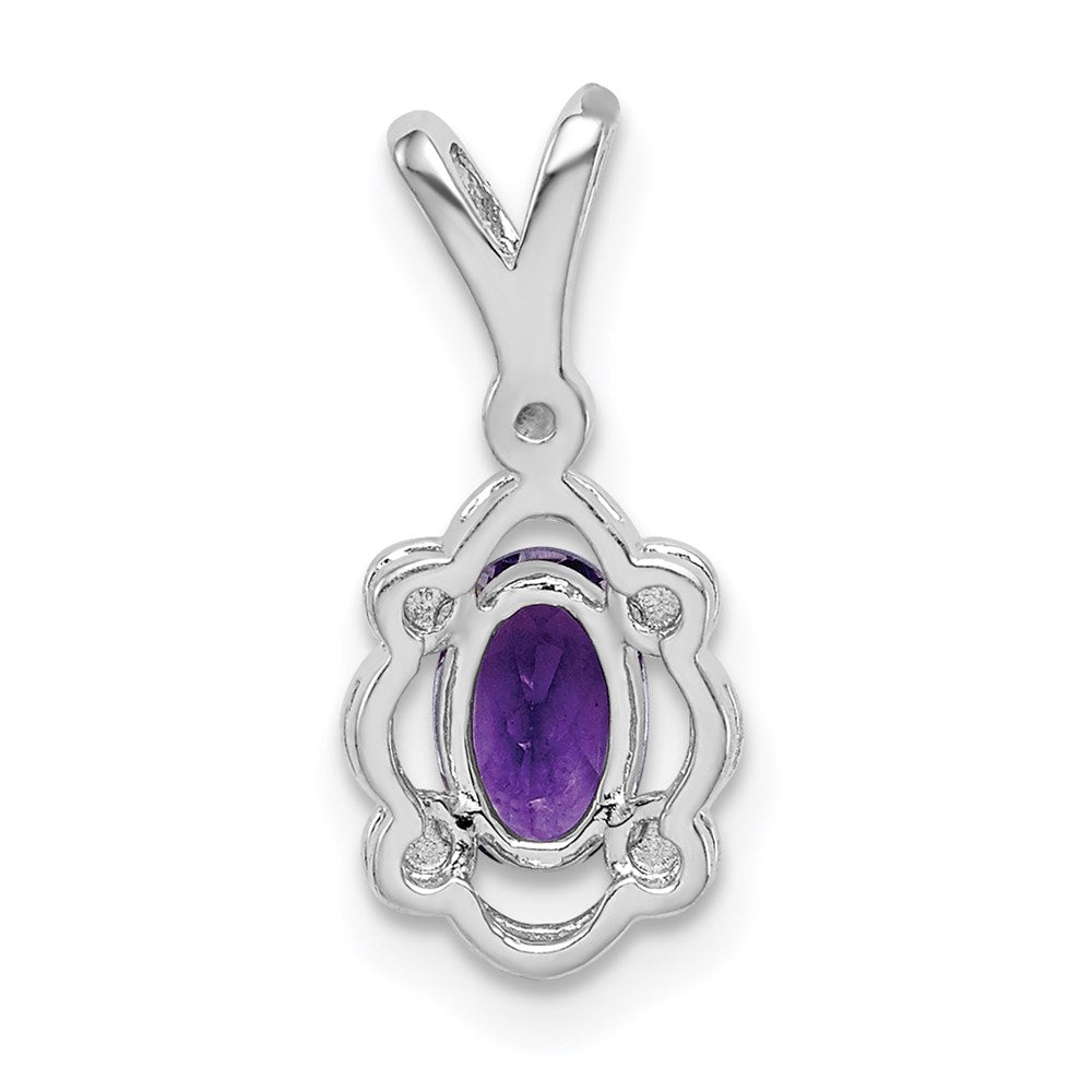 Sterling Silver Rhodium-plated Amethyst & Diam. Pendant QBPD21FEB