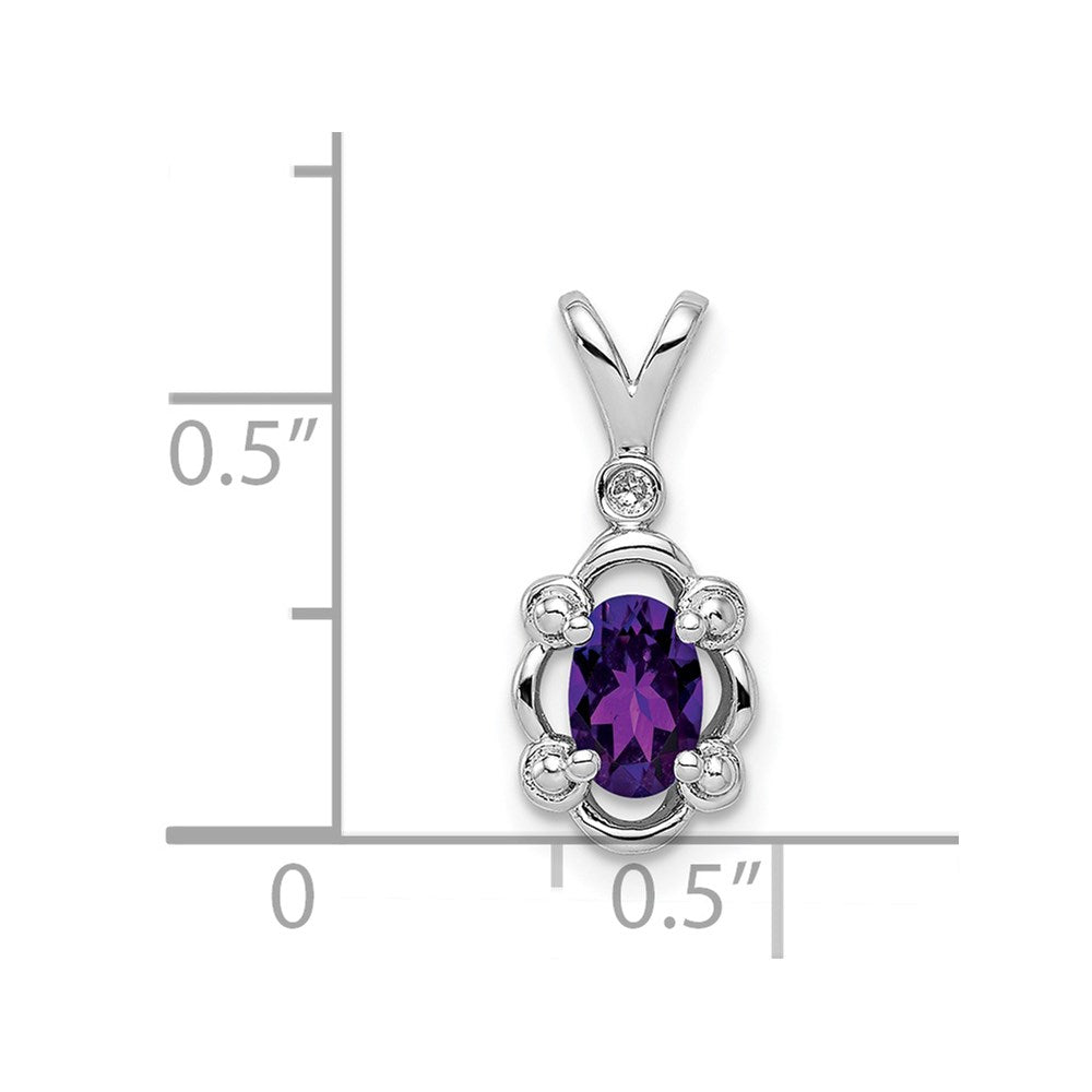 Sterling Silver Rhodium-plated Amethyst & Diam. Pendant QBPD21FEB