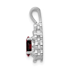Sterling Silver Rhodium-plated Garnet & Diam. & Diam. Pendant QBPD21JAN