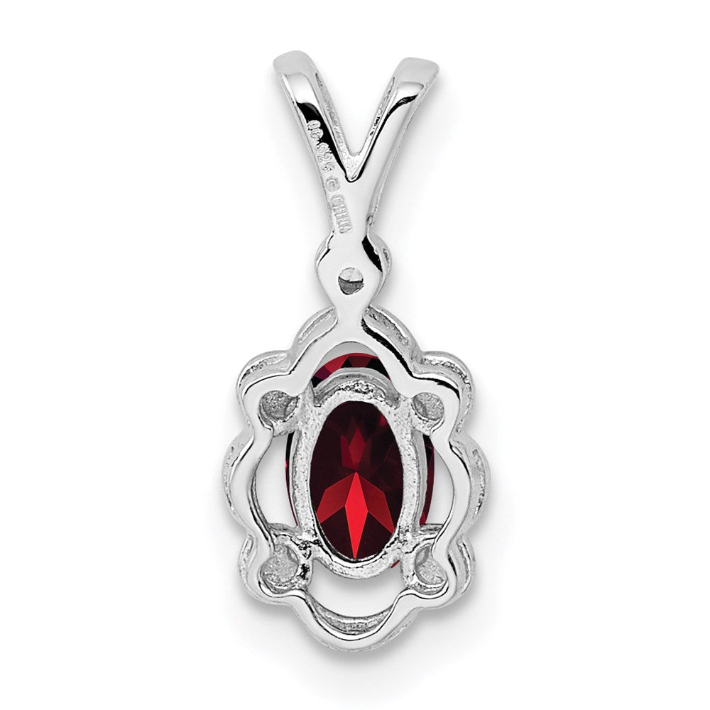 Sterling Silver Rhodium-plated Garnet & Diam. & Diam. Pendant QBPD21JAN