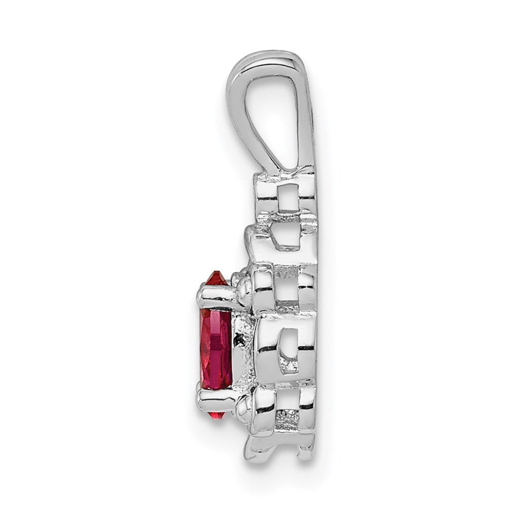 Sterling Silver Rhodium-plated Created Ruby & Diam. Pendant QBPD21JUL
