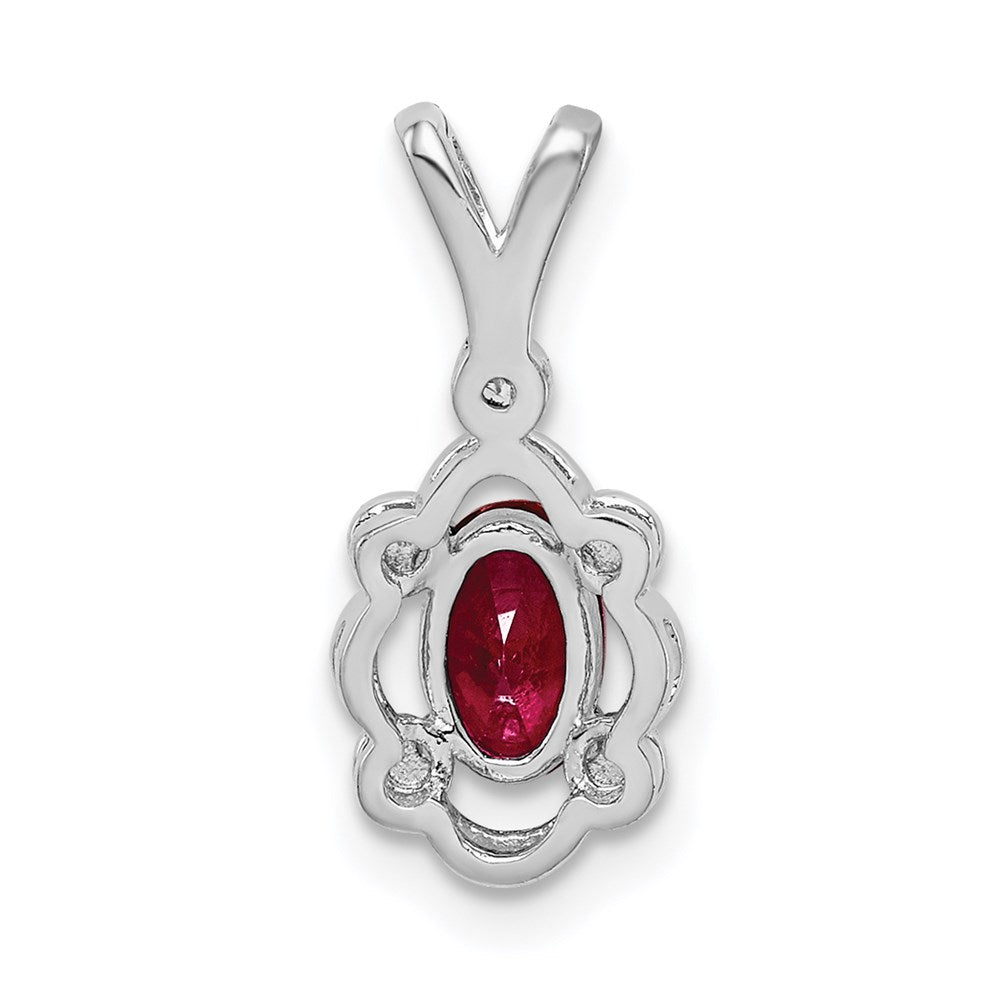 Sterling Silver Rhodium-plated Created Ruby & Diam. Pendant QBPD21JUL