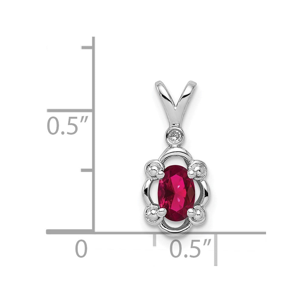 Sterling Silver Rhodium-plated Created Ruby & Diam. Pendant QBPD21JUL