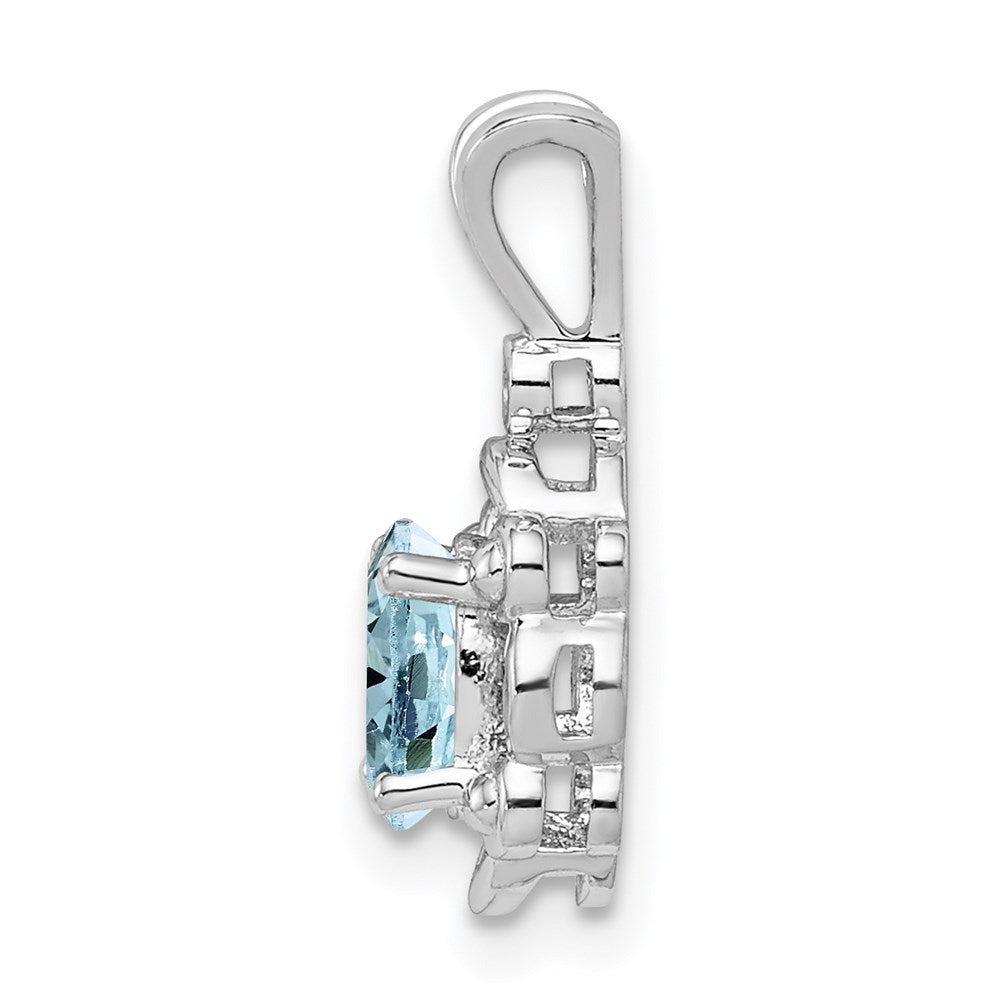 Sterling Silver Rhodium-plated Aquamarine & Diam. Pendant QBPD21MAR