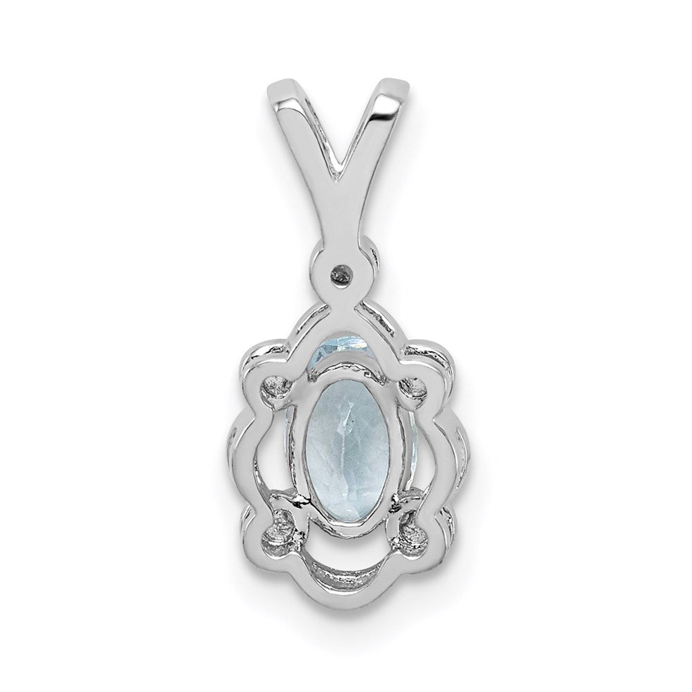Sterling Silver Rhodium-plated Aquamarine & Diam. Pendant QBPD21MAR