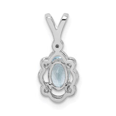Sterling Silver Rhodium-plated Aquamarine & Diam. Pendant QBPD21MAR