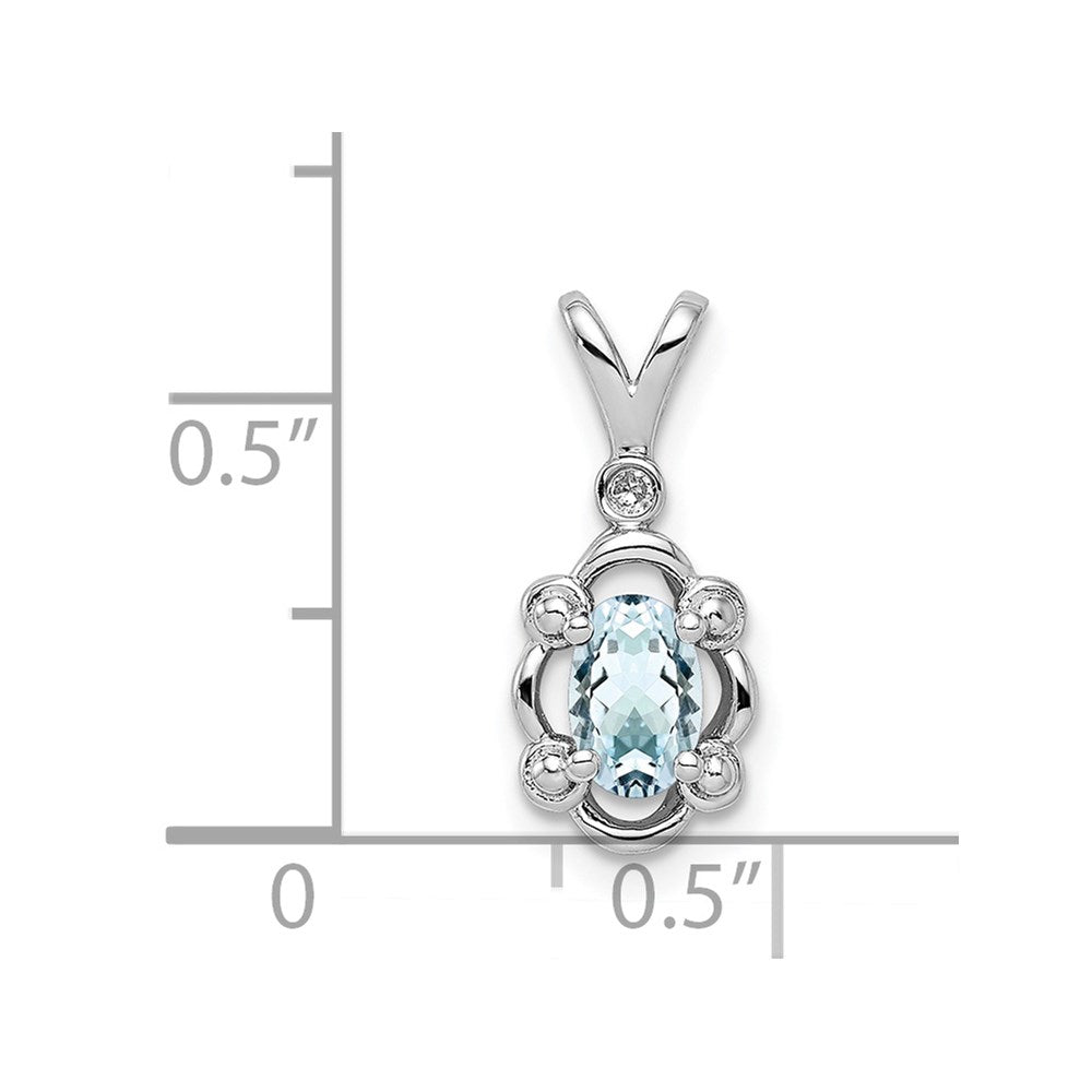Sterling Silver Rhodium-plated Aquamarine & Diam. Pendant QBPD21MAR