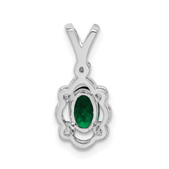 Sterling Silver Rhodium-plated Created Emerald & Diam. Pendant QBPD21MAY