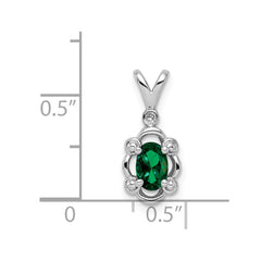 Sterling Silver Rhodium-plated Created Emerald & Diam. Pendant QBPD21MAY