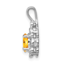 Sterling Silver Rhodium-plated Citrine & Diam. Pendant QBPD21NOV