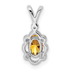 Sterling Silver Rhodium-plated Citrine & Diam. Pendant QBPD21NOV