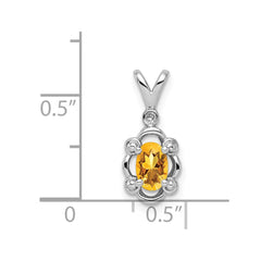 Sterling Silver Rhodium-plated Citrine & Diam. Pendant QBPD21NOV