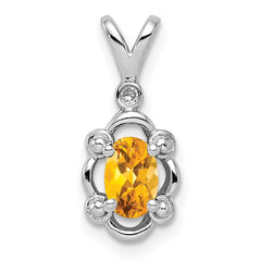 Sterling Silver Rhodium-plated Citrine & Diam. Pendant QBPD21NOV