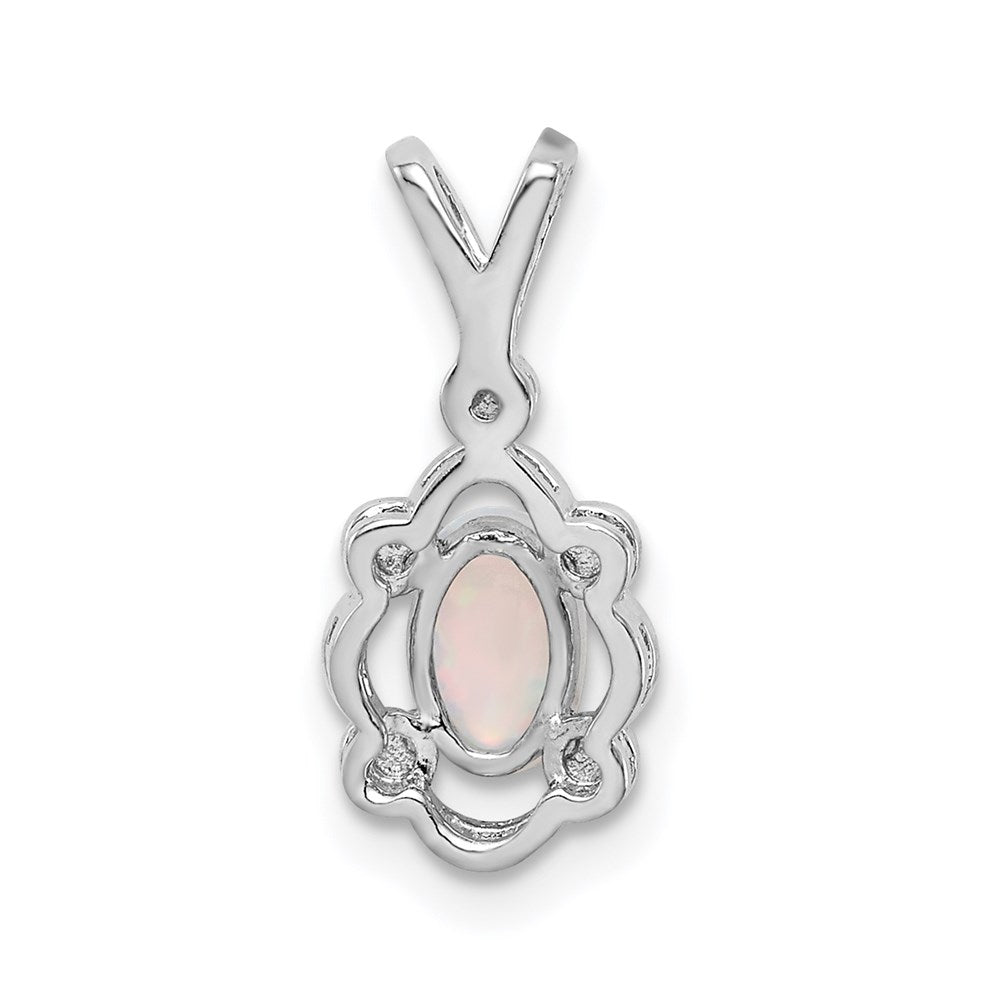 Sterling Silver Rhodium-plated Created Opal & Diam. Pendant QBPD21OCT