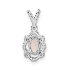 Sterling Silver Rhodium-plated Created Opal & Diam. Pendant QBPD21OCT