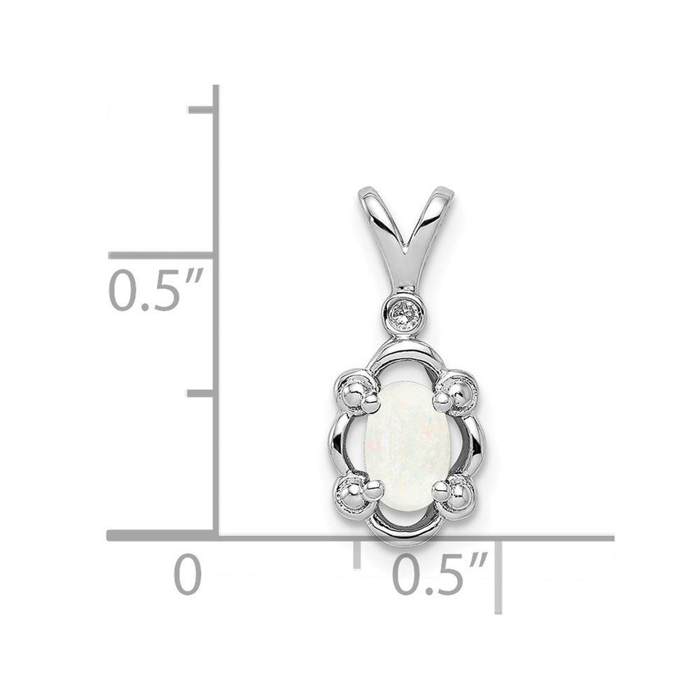 Sterling Silver Rhodium-plated Created Opal & Diam. Pendant QBPD21OCT