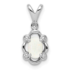 Sterling Silver Rhodium-plated Created Opal & Diam. Pendant QBPD21OCT