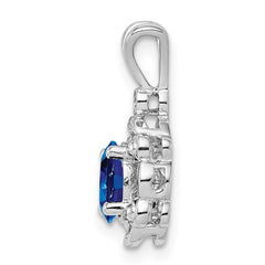 Sterling Silver Rhodium-plated Created Sapphire & Diam. Pendant QBPD21SEP