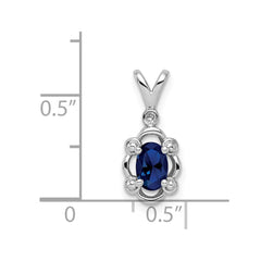 Sterling Silver Rhodium-plated Created Sapphire & Diam. Pendant QBPD21SEP
