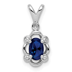 Sterling Silver Rhodium-plated Created Sapphire & Diam. Pendant QBPD21SEP