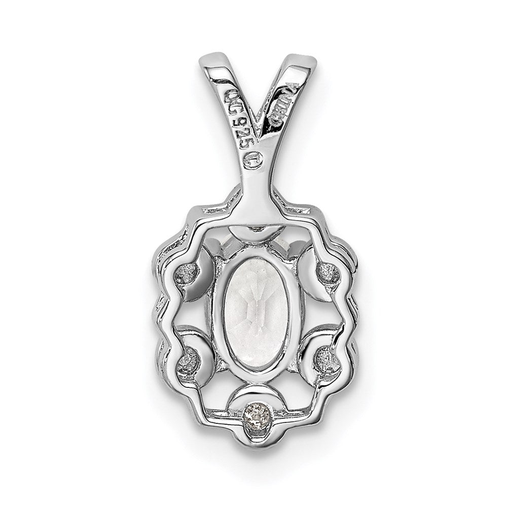 Sterling Silver Rhodium-plated White Topaz & Diam. Pendant QBPD22APR
