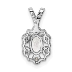 Sterling Silver Rhodium-plated White Topaz & Diam. Pendant QBPD22APR