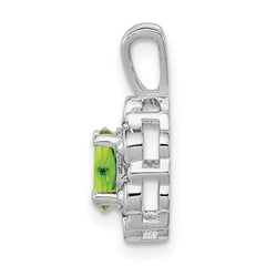 Sterling Silver Rhodium-plated Peridot & Diam. Pendant QBPD22AUG